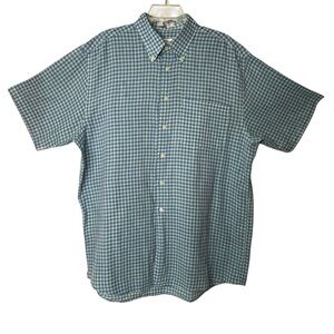 Forsyth of Canada, Inc Green Blue Plaid Short Sleeve Button Down Mens L Shirt